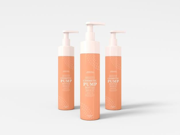 Free Cosmetic Pump Bottle Packaging Mockup Psd