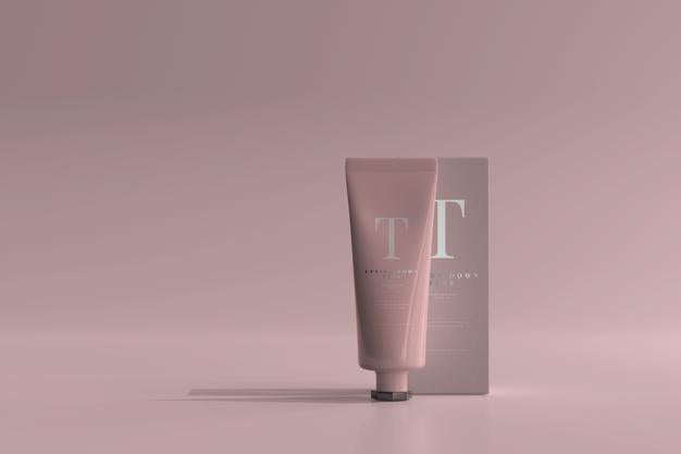 Free Cosmetic Tube With Box Mockup Psd