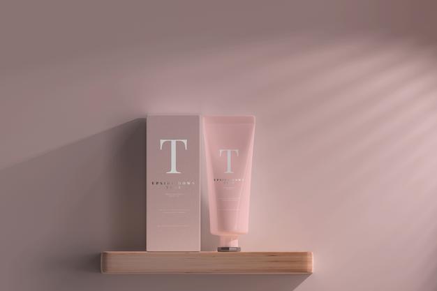 Free Cosmetic Tube With Box Mockup Psd