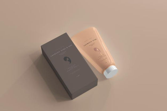 Free Cosmetic Tube With Box Mockup Psd