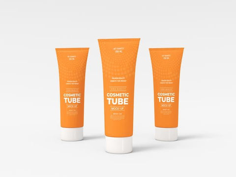 Free Cosmetic Tube With Box Mockup Psd