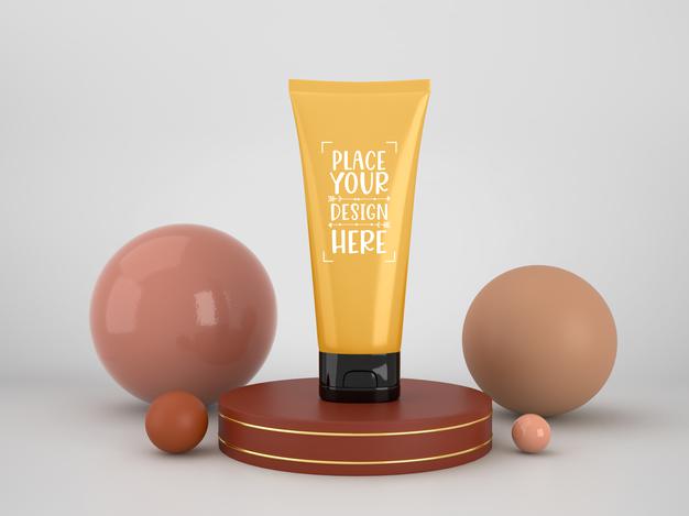 Free Cosmetics Branding Mockup. Package For Branding And Identity. Ready For Your Design Psd