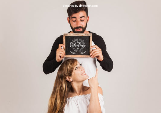 Free Couple Presenting Slate Psd