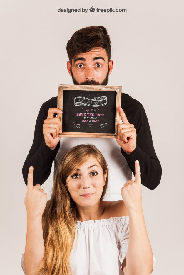 Free Couple Showing Slate Psd