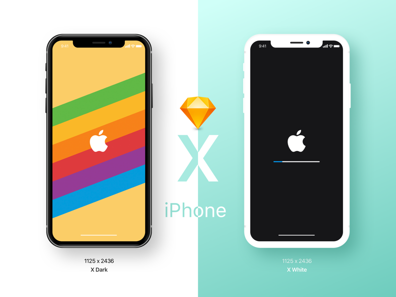 Free Dark and White iPhone X Front View Mockups