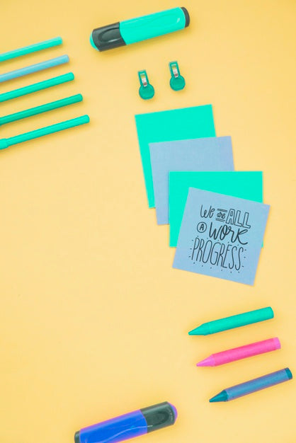 Free Crafting And Art Tools On Desk For Work Psd