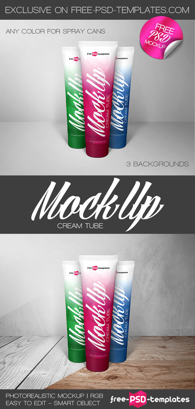 Free Cream Tube Mock-Up In Psd