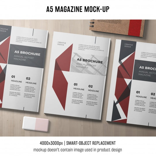 Free Creative A5 Magazine Mockup Psd