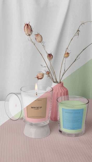 Free Creative Arrangement Of Mock-Up Candle Packaging Psd