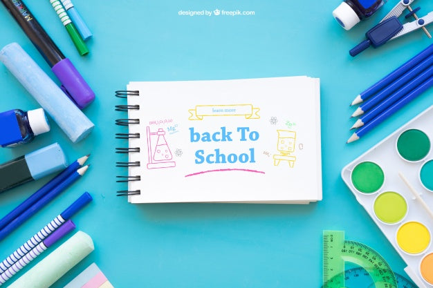 Free Creative Back To School Mockup With Horizontal Notepad Psd