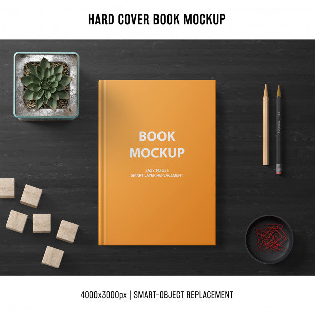 Free Creative Hard Cover Book Mockup Psd