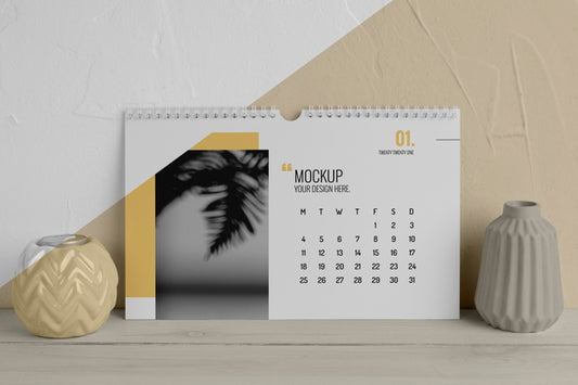 Free Creative Mock-Up Calendar Composition Psd