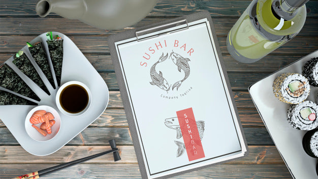 Free Creative Sushi Bar Menu Mockup Psd