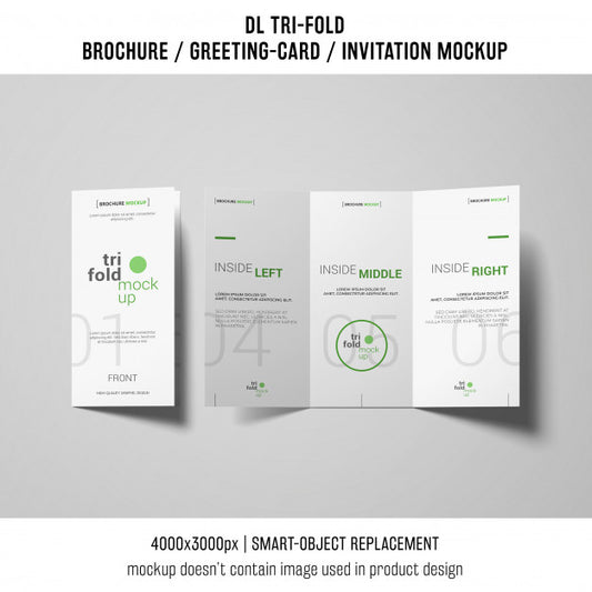 Free Creative Trifold Brochure Or Invitation Mockup Psd