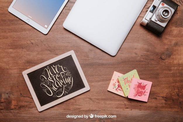 Free Creative Workspace Mockup With Slate Psd