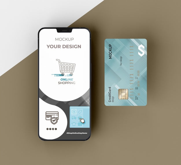 Free Credit Card Mock Up With Mobile Psd