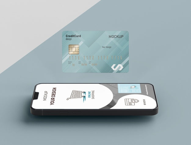 Free Credit Card Mock Up With Mobile Psd