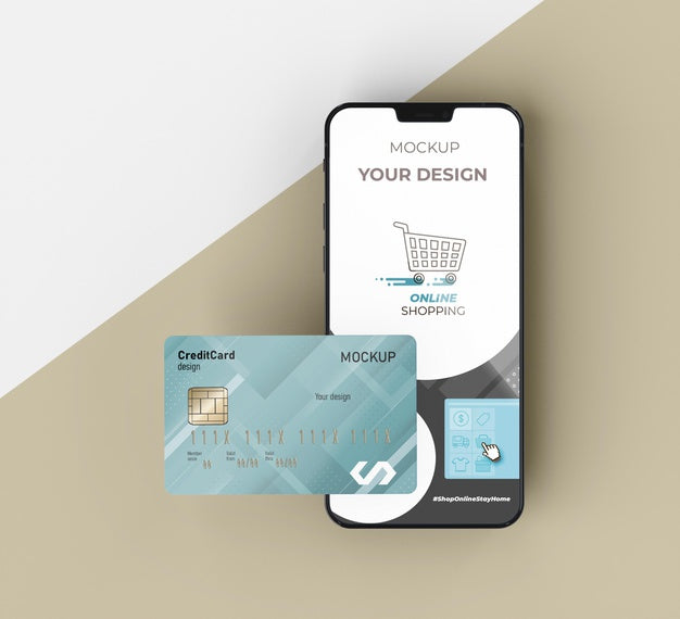 Free Credit Card Mock Up With Mobile Psd