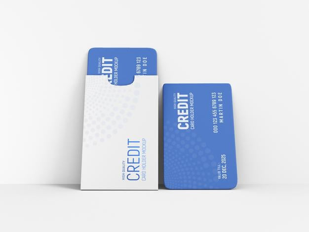 Free Credit Card With Paper Holder Mockup Psd