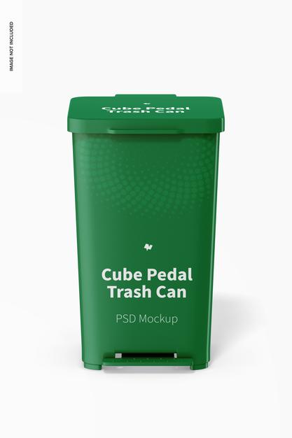 Free Cube Pedal Trash Can Mockup Psd