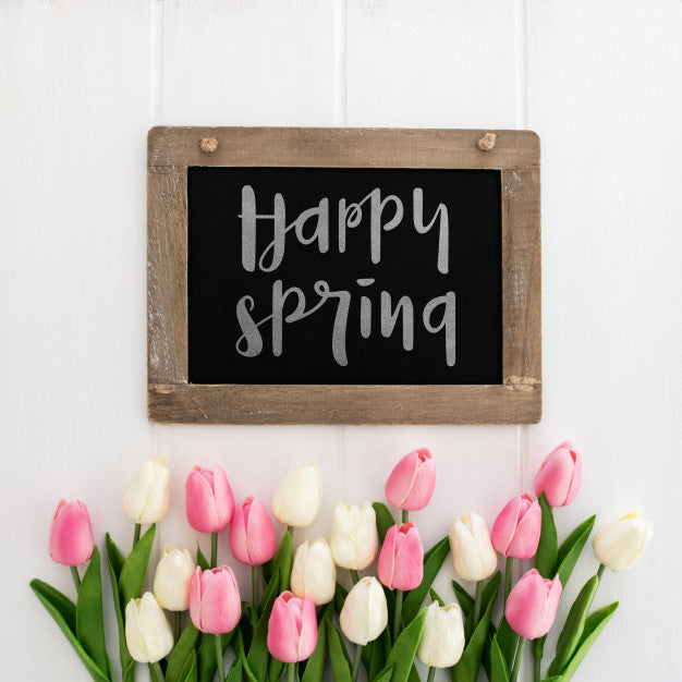 Free Cute Message On Blackboard Spring Concept Mockup Psd