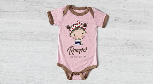 Free Cute Newborn Baby Romper Bodysuit Mockup Psd