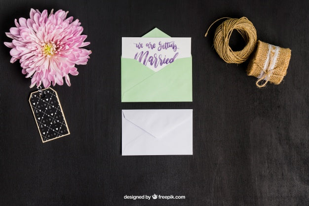 Free Cute Stationery Wedding Mockup Psd