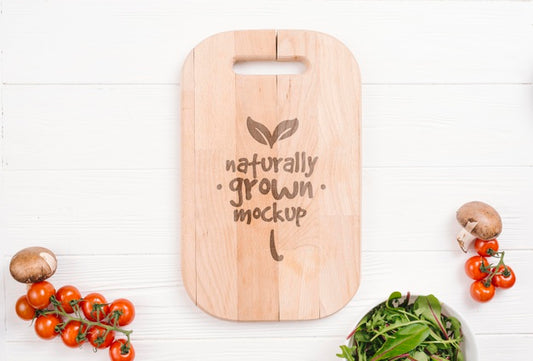 Free Cutting Board And Tomatoes Vegan Food Mock-Up Psd