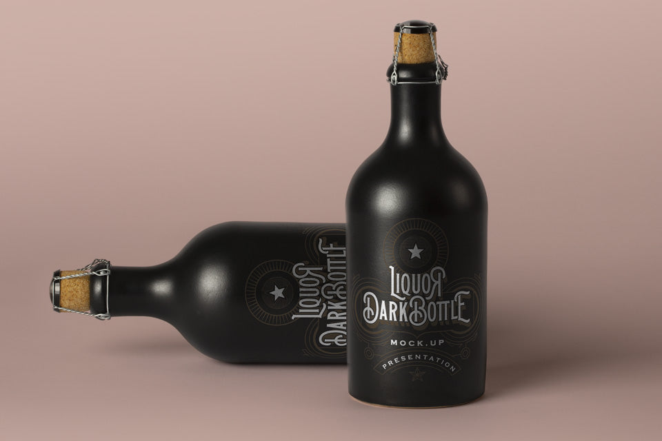 Free Dark Psd Liquor Bottle Mockup Vol2