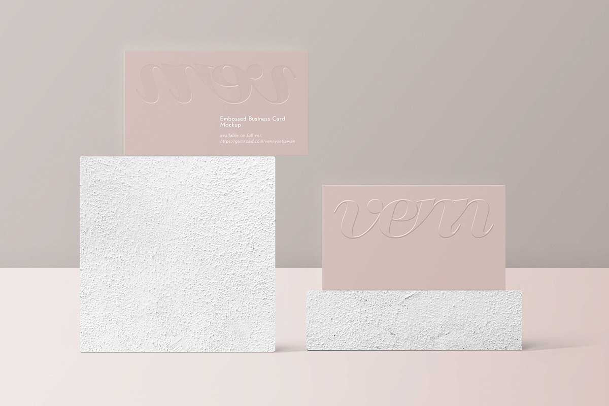 Free Debossed Business Card Mockup