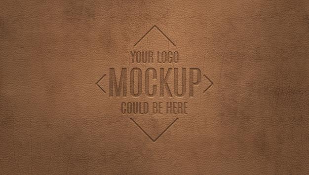 Free Debossed Logo On Brown Leather Mockup Psd