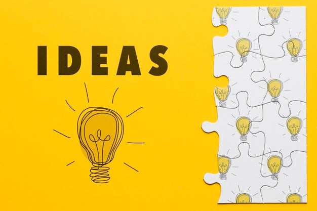 Free Decoration With Puzzle Pieces On Yellow Background Psd