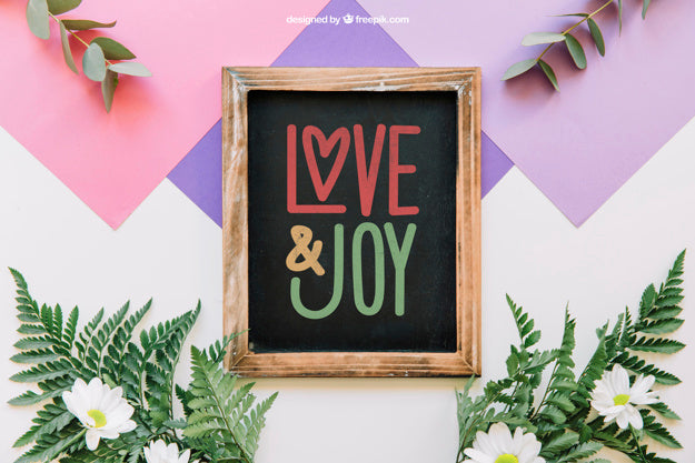 Free Decorative Botanical Mockup With Slate Psd