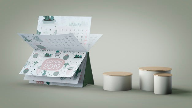 Free Decorative Calendar Mockup Against Wall Psd