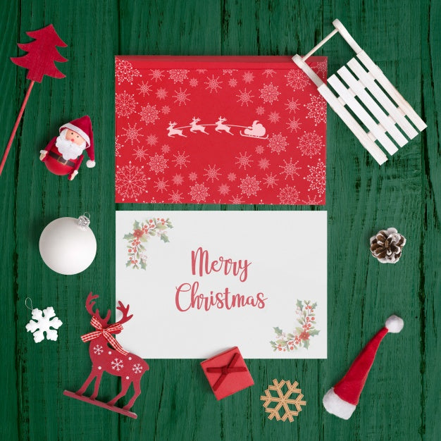 Free Decorative Christmas Card Mockup Psd