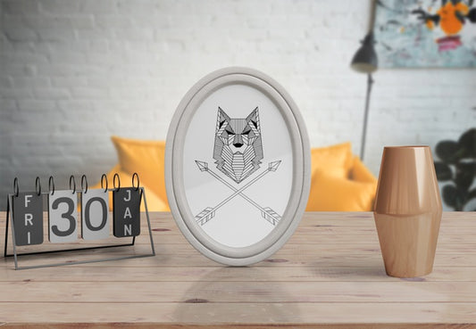 Free Decorative Frame Mockup On Table At Home Psd