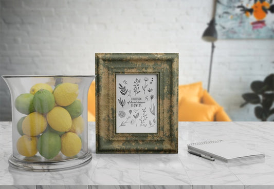 Free Decorative Frame Mockup On Table At Home Psd