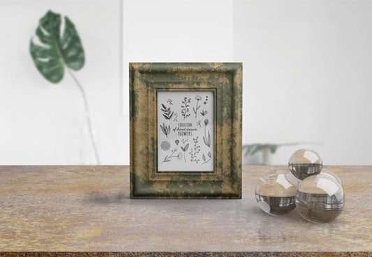 Free Decorative Frame Mockup On Table At Home Psd