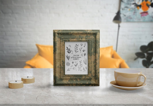 Free Decorative Frame Mockup On Table At Home Psd