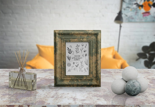 Free Decorative Frame Mockup On Table At Home Psd
