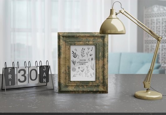 Free Decorative Frame Mockup On Table At Home Psd