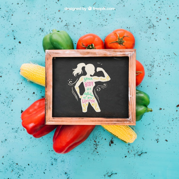 Free Decorative Vegetarian Mockup With Slate Psd