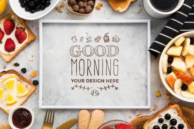 Free Delicious Breakfast Concept Mock-Up Psd