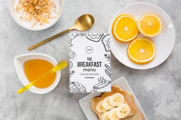 Free Delicious Breakfast Concept Mock-Up Psd