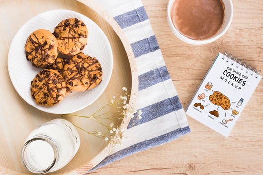 Free Delicious Chocolate Cookies Mock-Up Psd