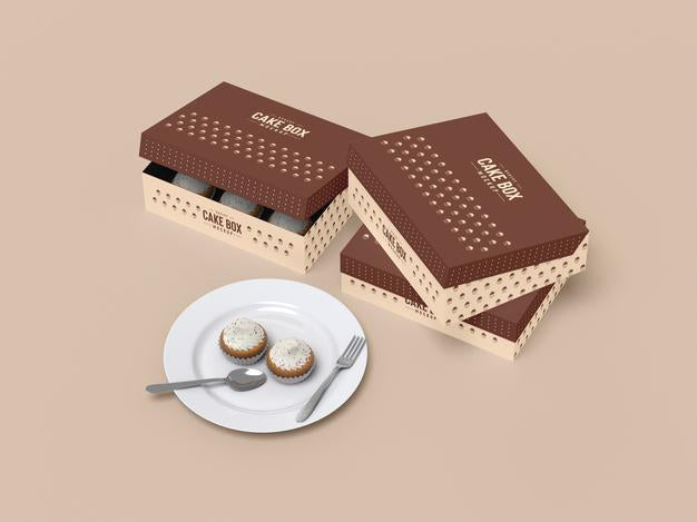 Free Delicious Cupcake Packaging Mockup Psd