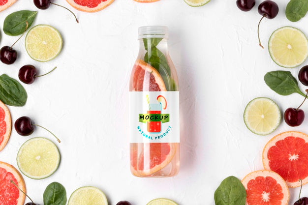 Free Delicious Detox Juice Concept Mock-Up Psd