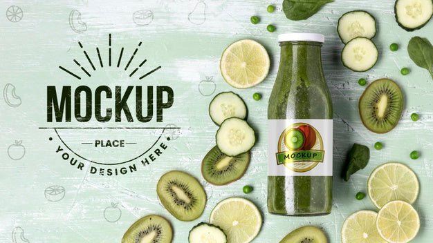 Free Delicious Detox Juice Concept Mock-Up Psd