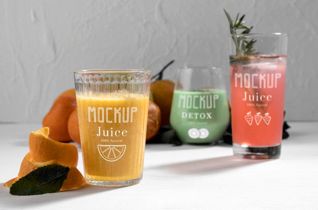 Free Delicious Detox Juice Concept Mock-Up Psd