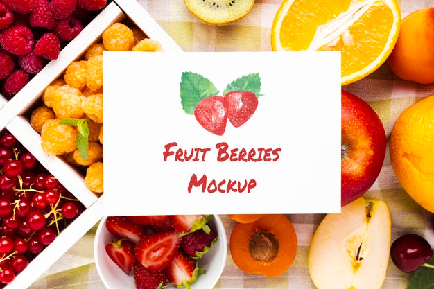 Free Delicious Fruits Concept Mock-Up Psd